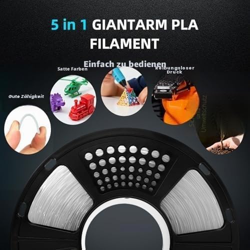PLA Filament 1.75mm, GIANTARM 3D Drucker Filament PLA Weiss 1kg Spool AA-Weiss, AA-Weiß