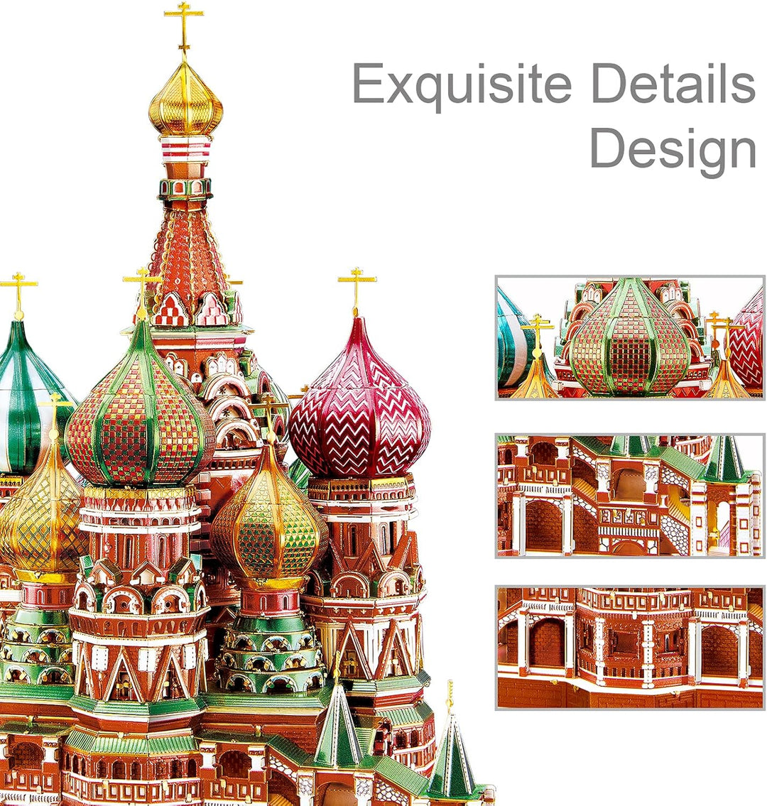 Piececool 3D Puzzle Metall Architecture Saint Basil's Cathedral, 3D Metall Puzzle für 340 Edelstahl,