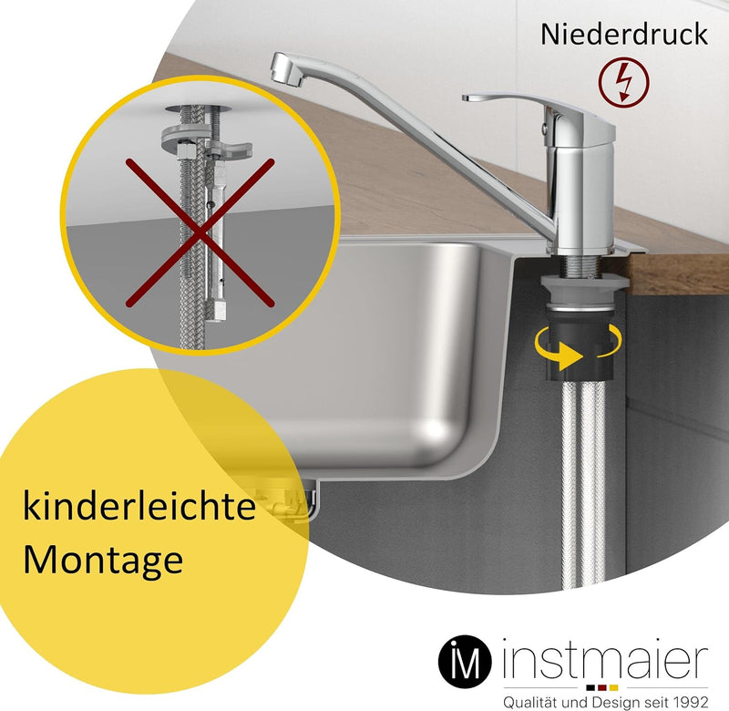 instmaier K1 Küchenaramtur Niederdruck | Wasserhahn Küche | Niederdruck Spültischarmatur | Armatur S