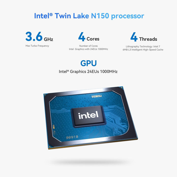 TRIGKEY Neuer Twin Lake N150 Mini Host (bis zu 3,60 GHz) PC 11 Pro, 16 GB DDR4 500 GB M.2 SATA SSD,