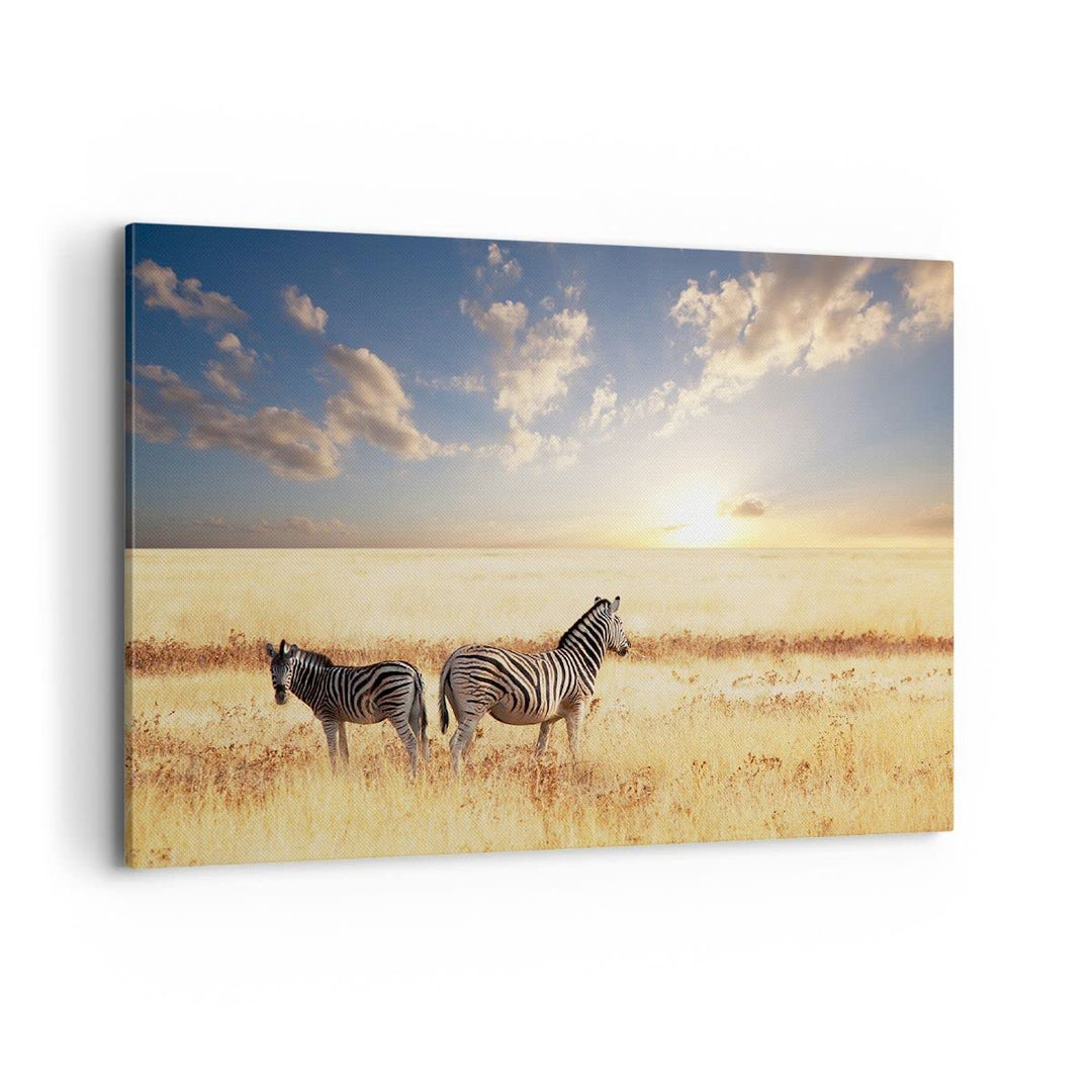 Bilder auf Leinwand 100x70cm Leinwandbild Zebra tier gestreift savanne Gross Wanddeko Bild Schlafzim