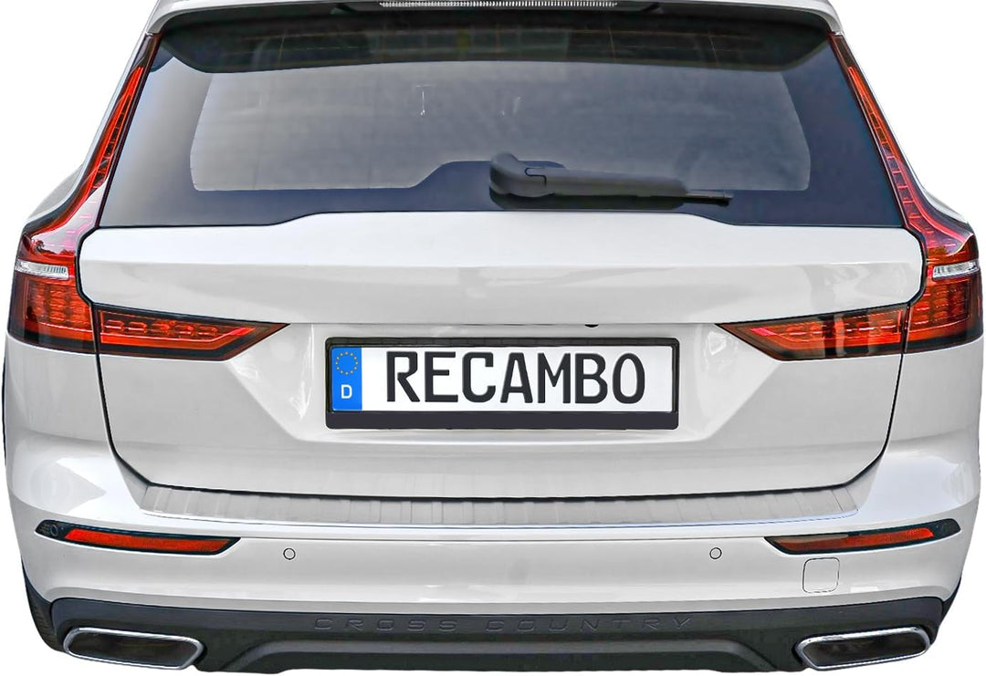 RECAMBO Ladekantenschutz Edelstahl matt gebürstet mit Textur - kompatibel für Volvo V60 2 - BJ ab 20
