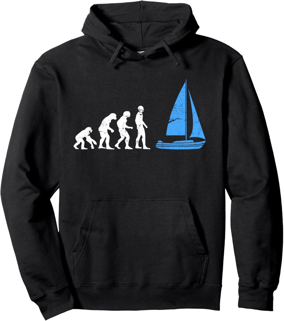 Entwicklung vom Affe Mensch Segler Bootsfahrer Segelboot Pullover Hoodie