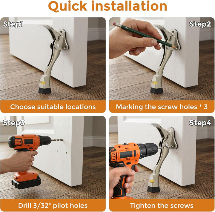 Türstopper, 2 Packungen Kickdown-Türstopper mit One-Touch, verstellbare Höhe und Gummispitze, 10,2 c