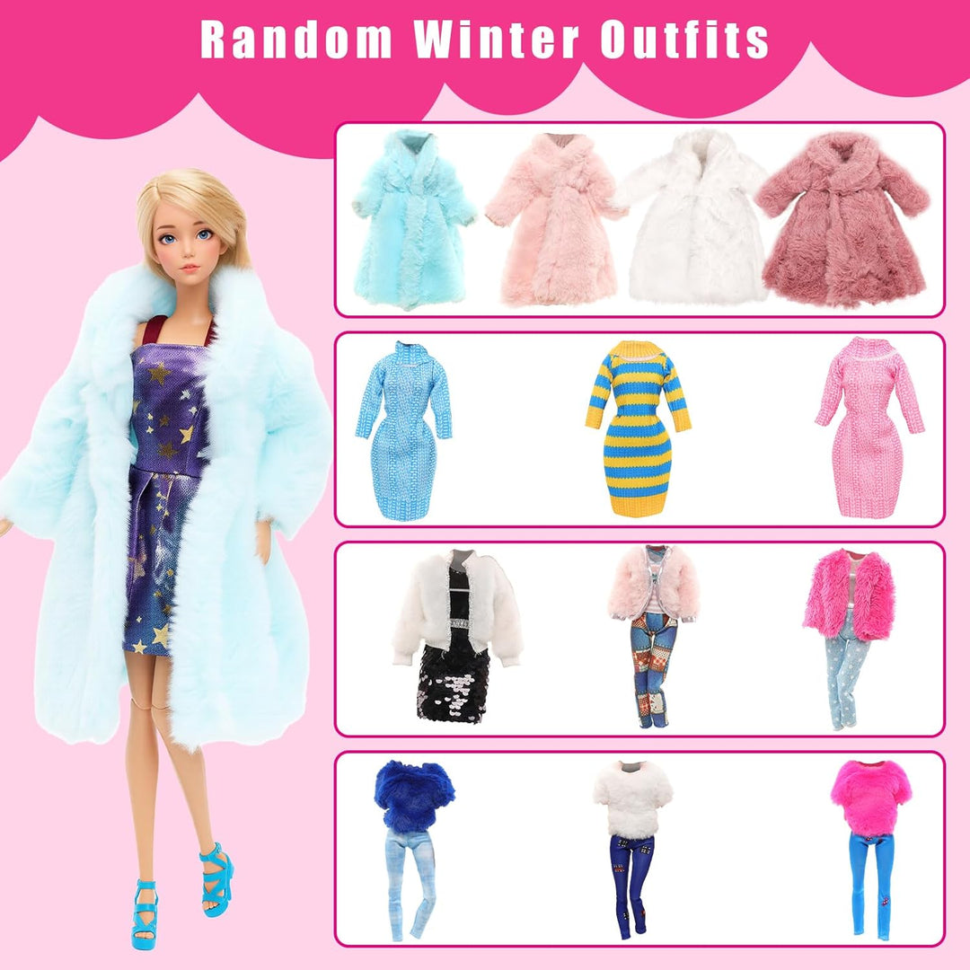 Miunana 28 Kleidung für 30 cm Puppen Puppenkleidung, 1 Mantel 1 Plüschoberteil Outfit 1 Pullover 1 P