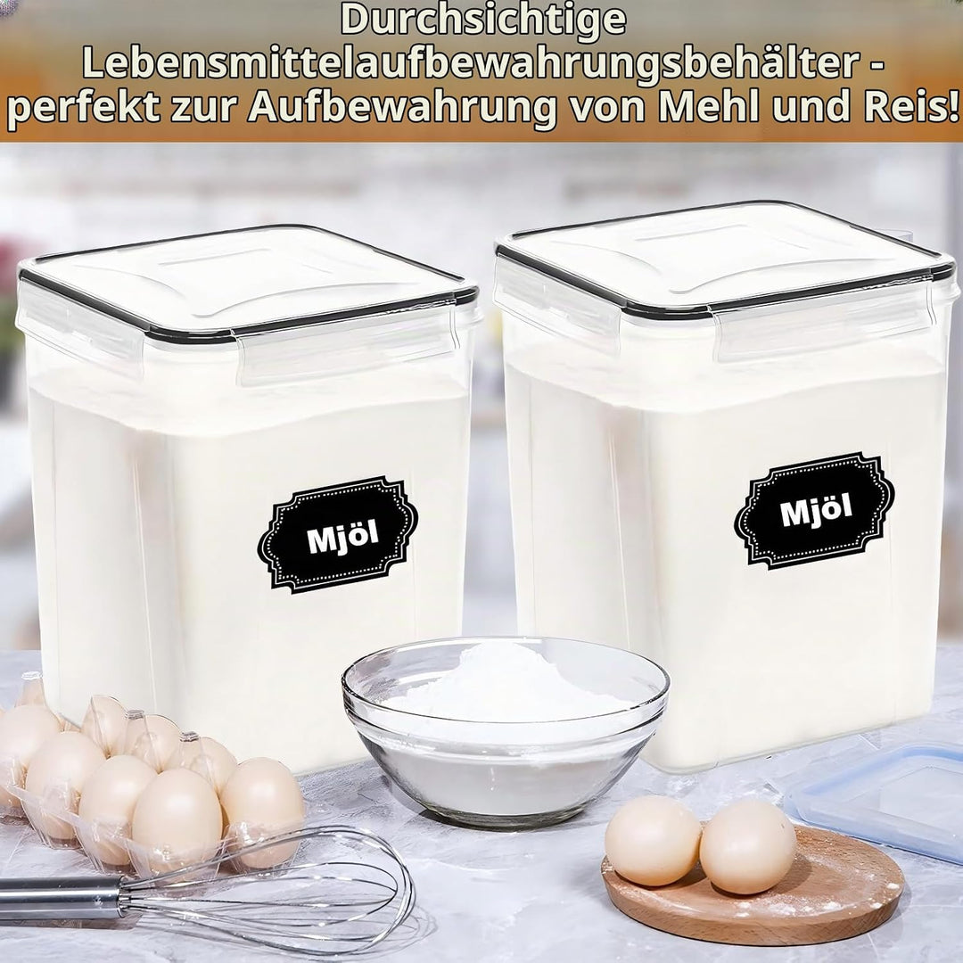 stusgo 4 Stück 5.2L / 175 oz Large Food Storage Container, BPA-Free Plastic Sealed Jars für Mehl, Zu