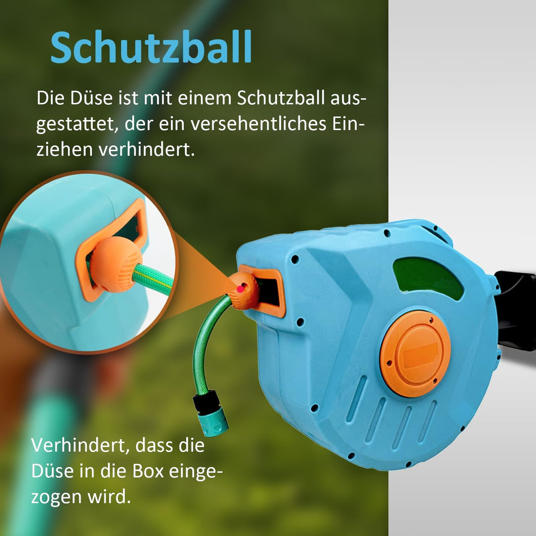Kurflo Wand-Schlauchtrommel 20 m, Tragbare Schlauchtrommel, Automatischer Rückzug, mit Multifunktion