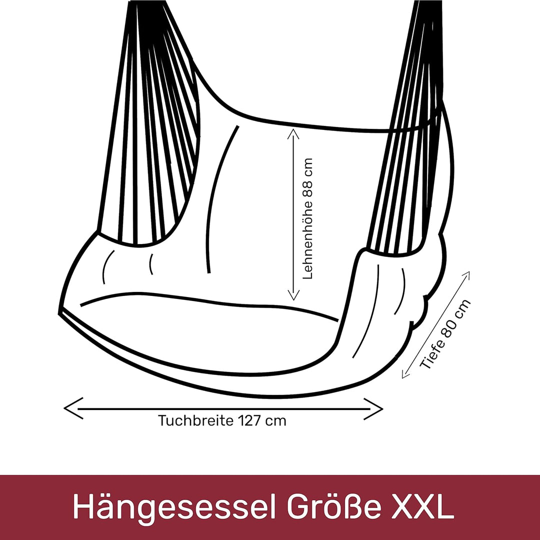 HOBEA-Germany Hängesessel Hängestuhl Hängesitz mit 2 Kissenhüllen (XXL (bis 140kg belastbar), Indian