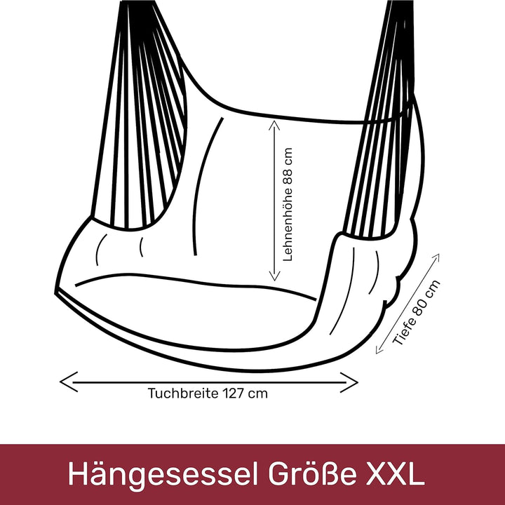 HOBEA-Germany Hängesessel Hängestuhl Hängesitz mit 2 Kissenhüllen (XXL (bis 140kg belastbar), Indian