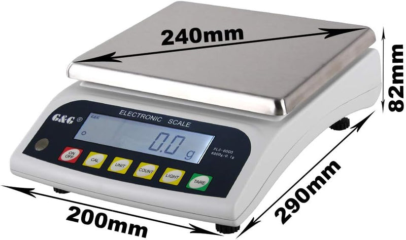 G&G PLC 3000g/0,05 g Präzisionswaage Feinwaage Industriewaage Tischwaage/Batterie & Netzbetrieb