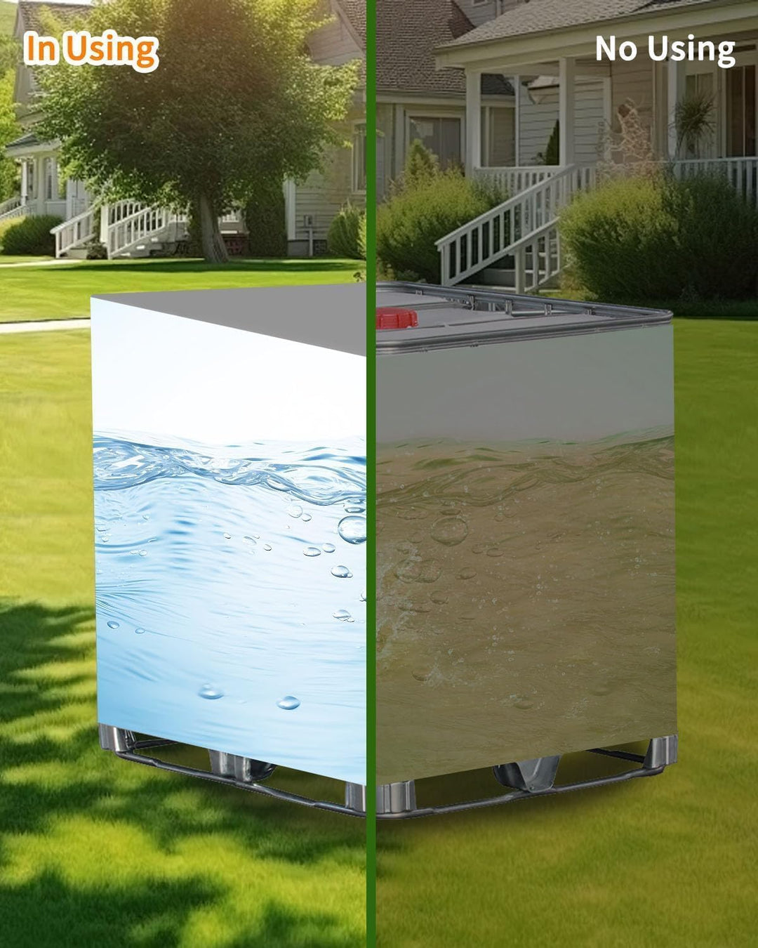 IBC Tank Abdeckung 1000L, IBC Container Zubehör, Wassertank Abdeckplane mit Transparenter Folie, Ant