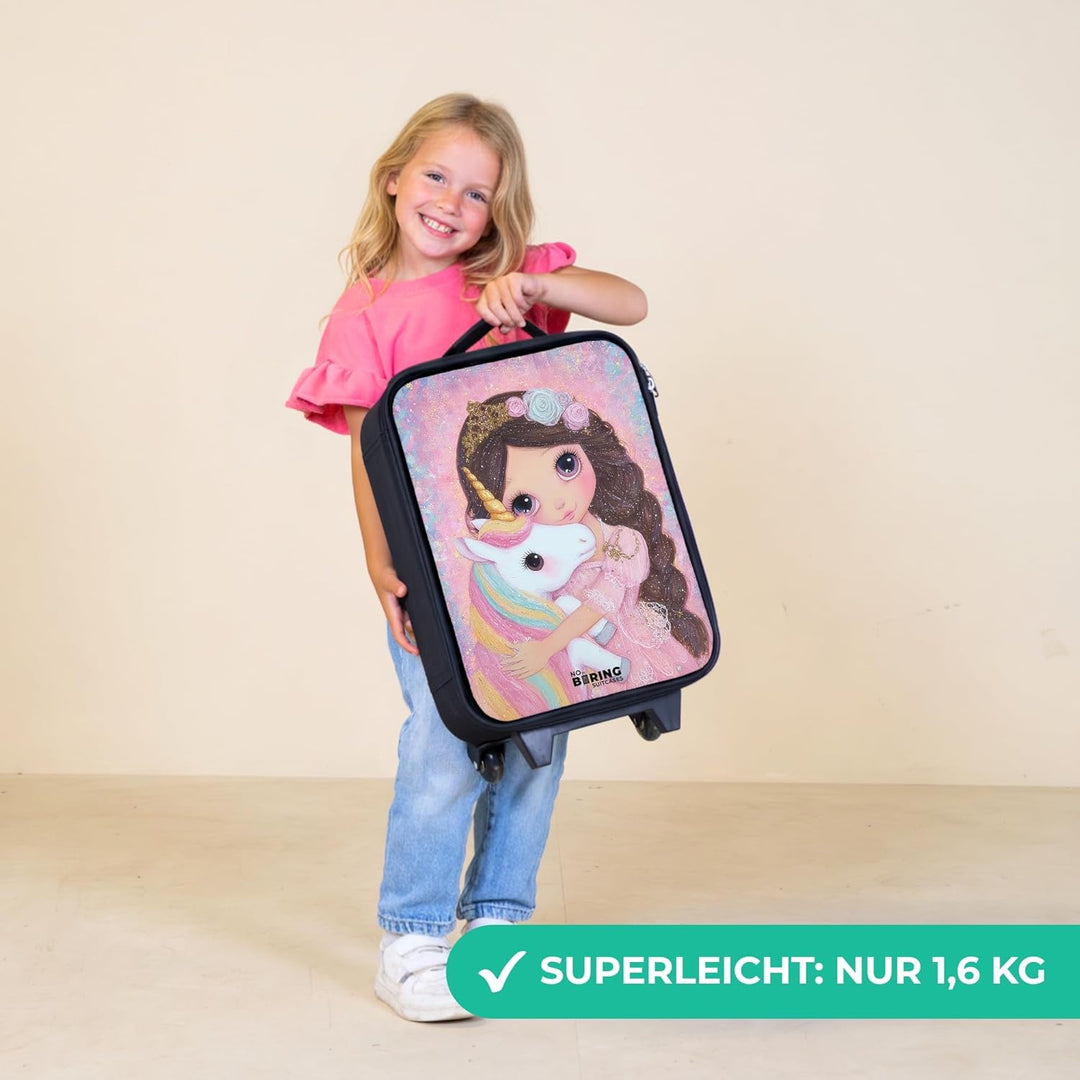 NoBoringSuitcases.com® Kinderkoffer Klein 48x31x19 cm Reisekoffer Kleiner Kinder Koffer mit LED Roll