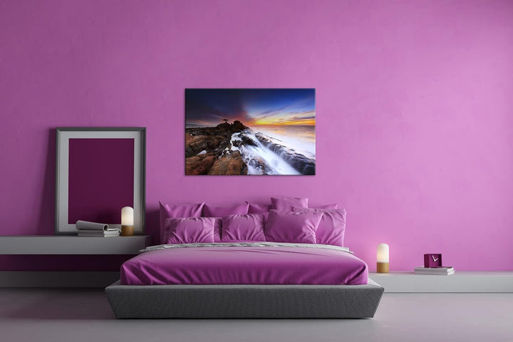 deyoli steinige Küstenlandschaft Format: 80x60 als Leinwand, Motiv fertig gerahmt auf Echtholzrahmen