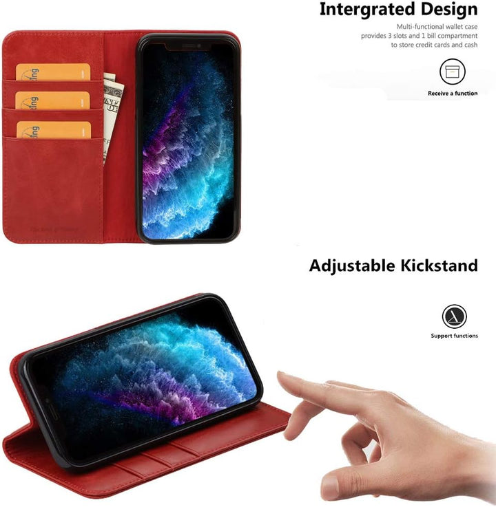 VISOUL iPhone 11 Pro Hülle, Stossfeste Handyhülle [100% Rindsleder] [RFID Blocker] [Auto Sleep/Wake]