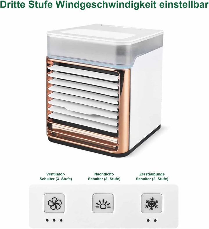 HoldOneLight USB Tragbarer Tischventilator mit Sprühkühlung, Desktop Klimaanlage für Zuhause, Wohnhe