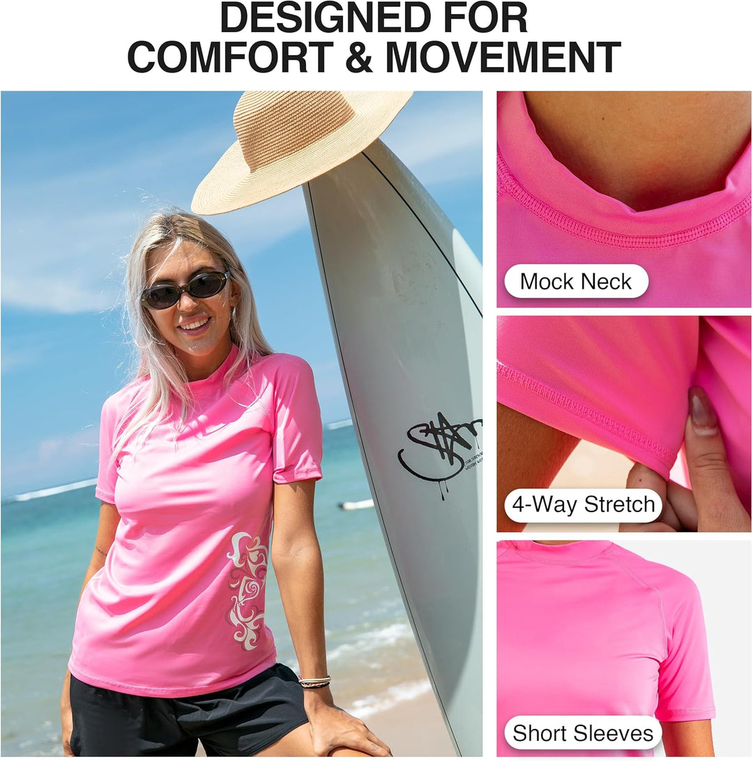 Kanu Surf Breeze Damen Rashguard & Workout Top mit LSF 50+, kurzärmelig S Breeze Pink, S Breeze Pink