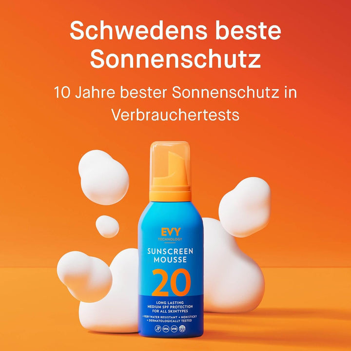 EVY Sport LSF20 Outdoor Sonnenschutz Mousse - extrem schweiss- und wasserfest, lang wirksame, pflege