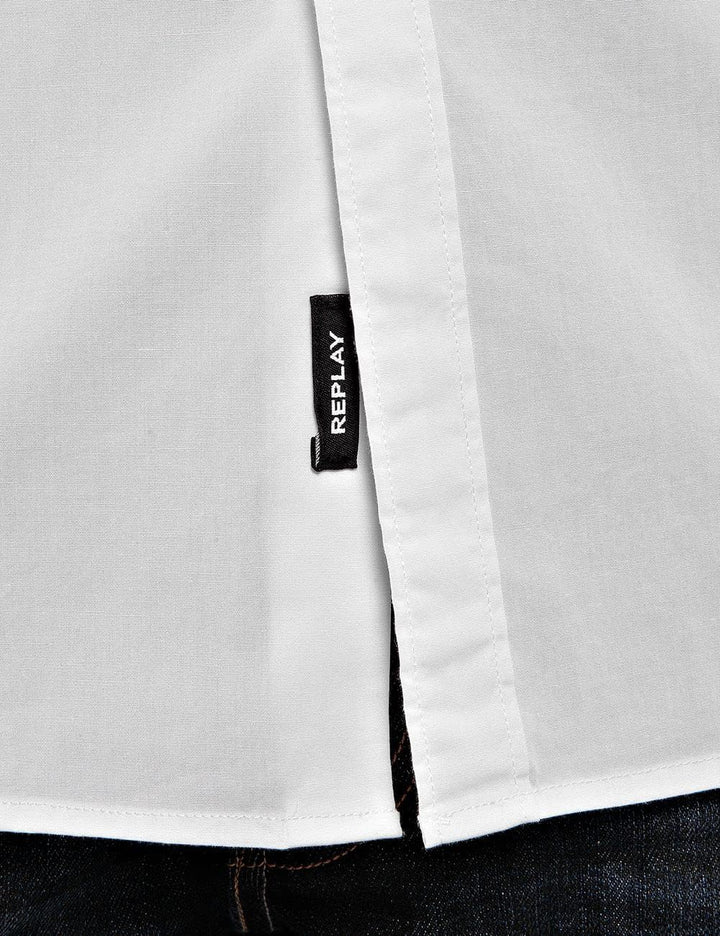 Replay Herren Hemd Langarm mit Stretch S White 001, S White 001