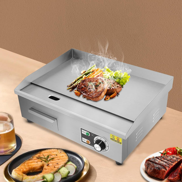 Grillplatte Elektrisch, 3000W Kommerzielle Elektrische Grillplatte - 55 x 30cm Verdickte Edelstahl-E