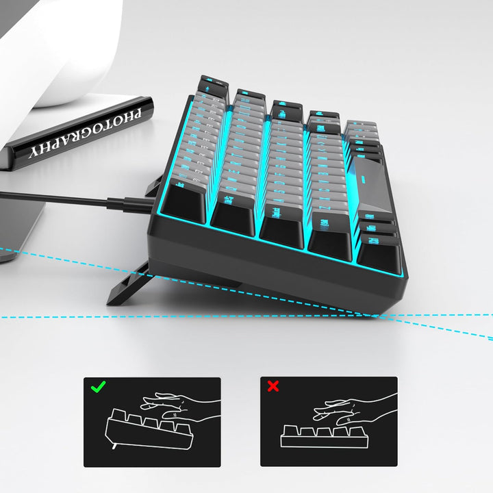 MageGee MK-Box Tragbare 60% mechanische Gaming-Tastatur, LED-Hintergrundbeleuchtung, kompakte 68 Tas