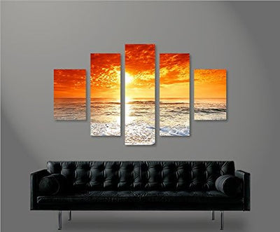 islandburner Bild Bilder auf Leinwand Sonnenuntergang am Meer Feng Shui MF XXL Poster Leinwandbild W