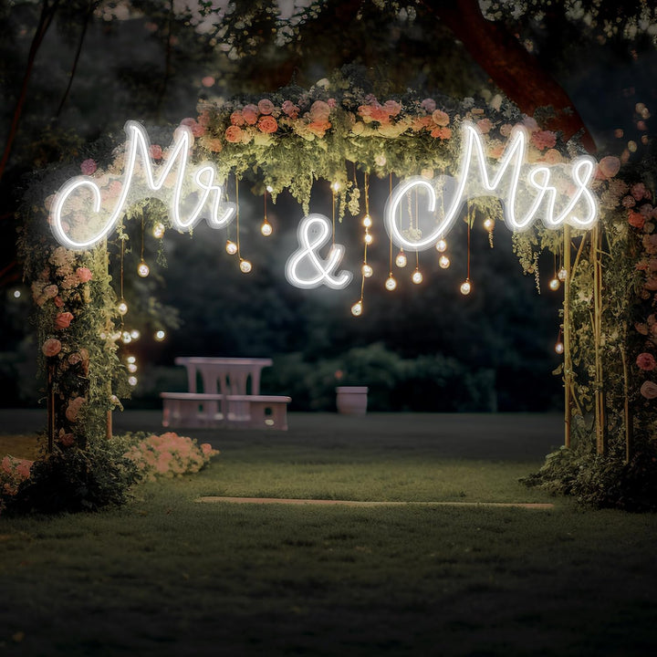 Kittmip Mr. and Mrs Neonschild für Hochzeit, Neonlicht, LED-Hintergrund, Wanddekoration, USB-Schild,