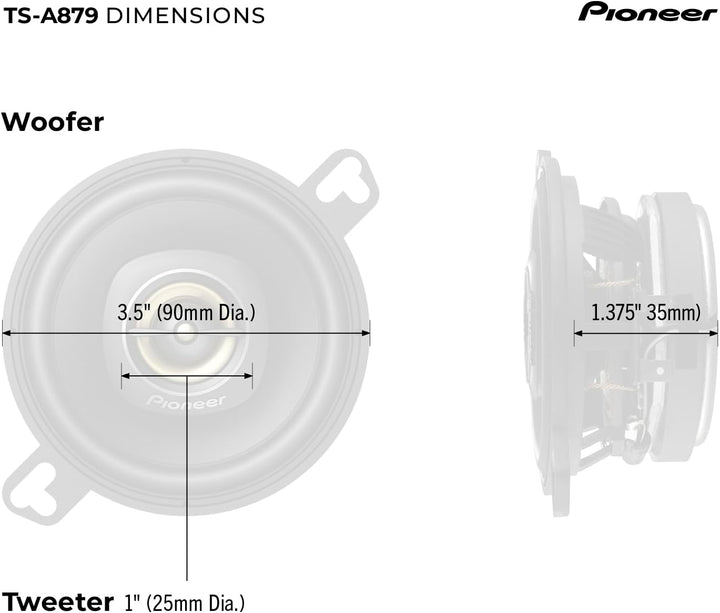 PIONEER TS-A879 A Series 3-1/2 Zoll 2-Wege, 450 W maximale Leistung, 25 mm Hochtöner, Koaxial-Lautsp