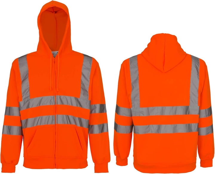 URG Pullover Warnschutzpullover Pulli Warnschutz Sweatshirt Orange Kaputze (Merk-P) M Orange, M Oran