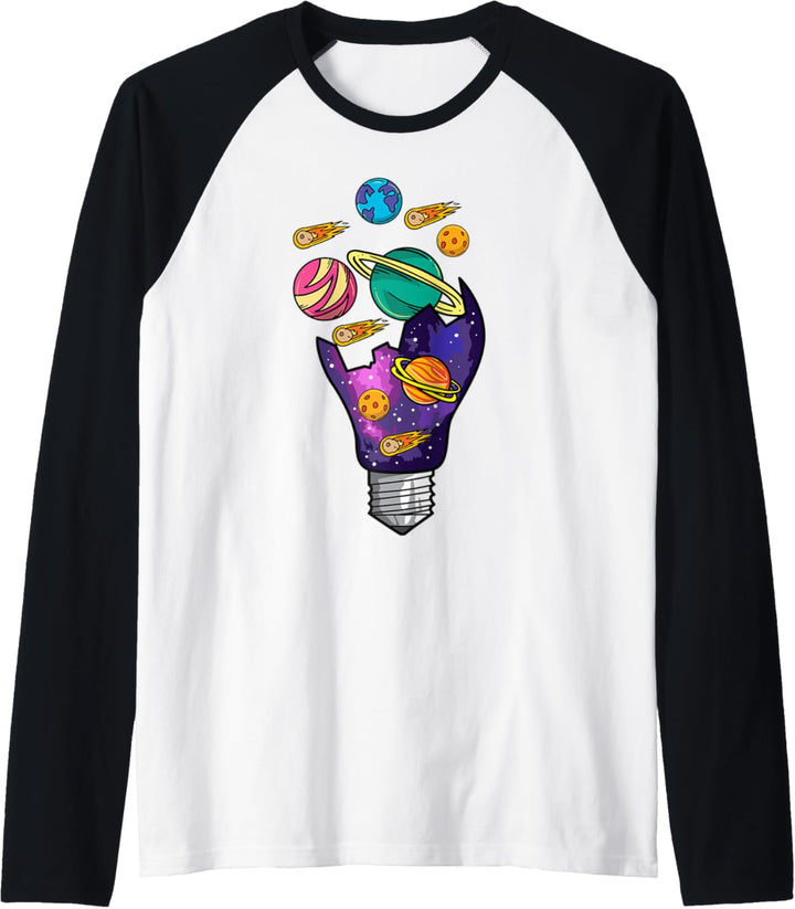 Space Day Astronomy Light Bulb Kids Planets Galaxy Comets Raglan