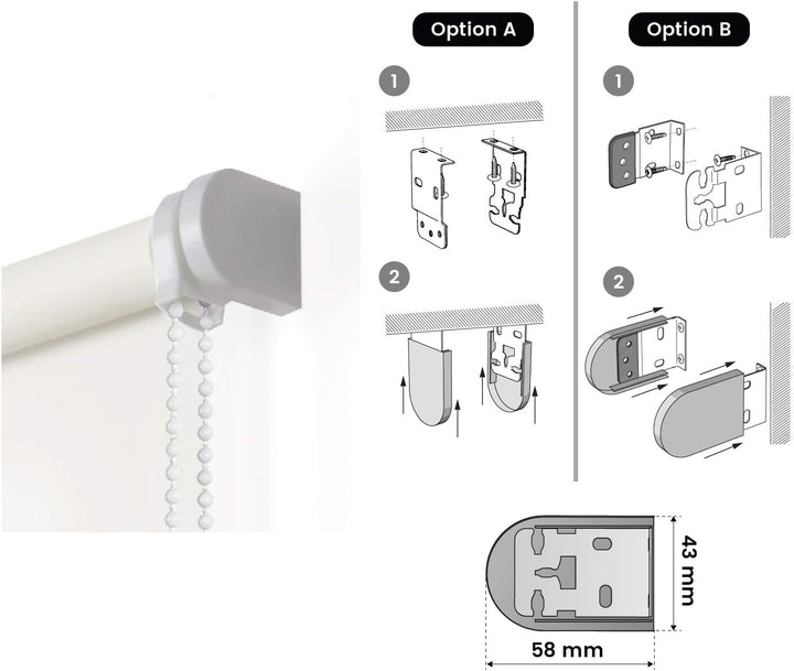 STORESDECO Lichtdurchlässig Rollo, Glatt, Rollo für Fenster und Türen | Weiss, 100 cm x 180 cm 100 c