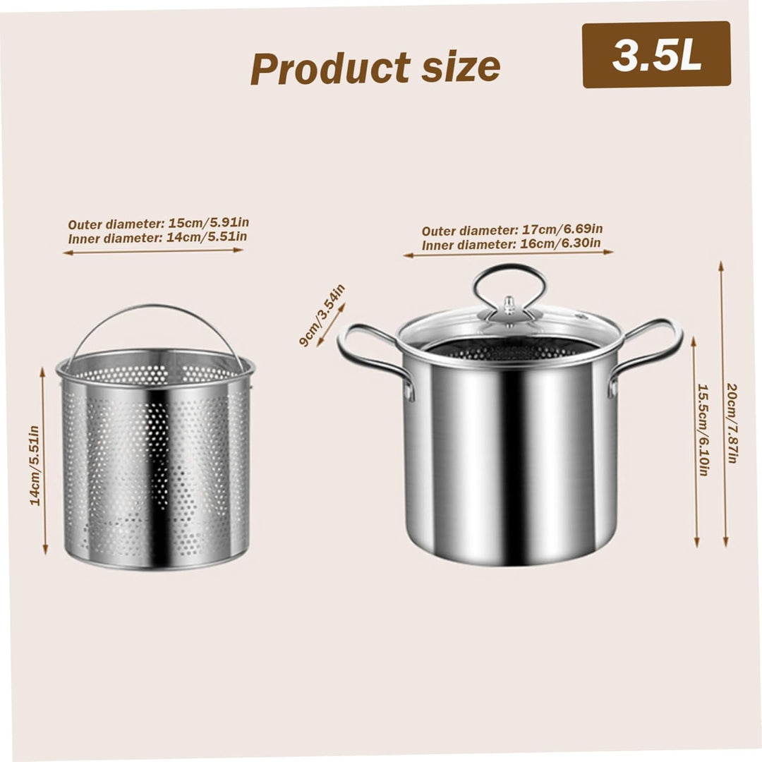 Frittierbraten mit Korb, Fritteuchsen-Topf mit Korb, 3,5-l-Frittiertopf Edelstahl kleine Fritteuchse