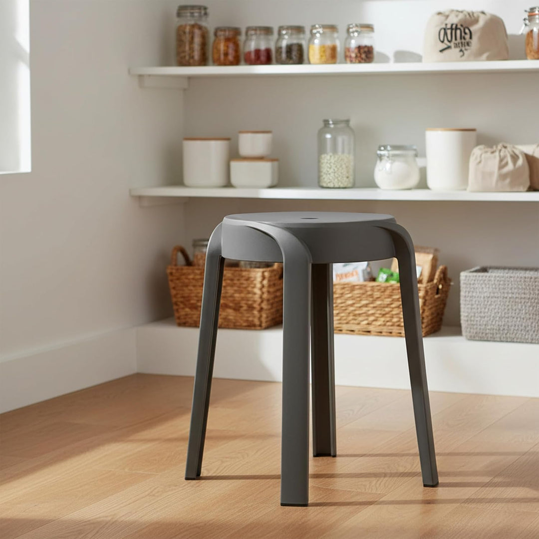 Spetebo Kunststoff Sitzhocker 46x30 cm belastbar bis 120 kg - grau - Mehrzweck Stapelhocker rutschfe