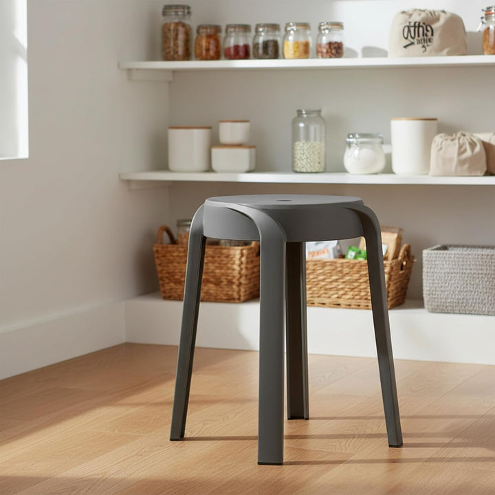 Spetebo Kunststoff Sitzhocker 46x30 cm belastbar bis 120 kg - grau - Mehrzweck Stapelhocker rutschfe