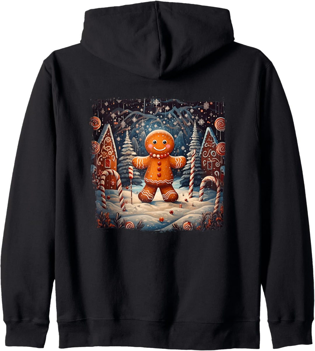 Lebkuchenmann Keks in Weihnachtsszenerie Weihnachten Kapuzenjacke