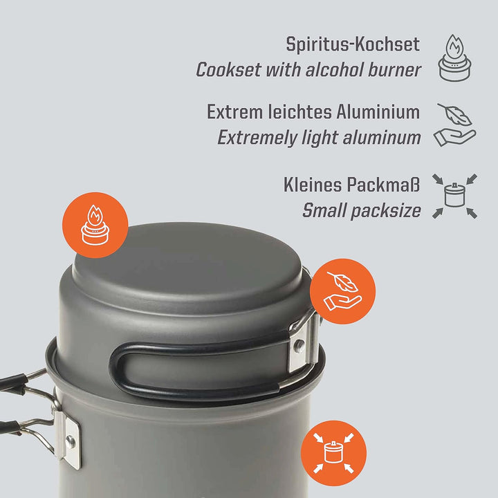 Esbit Spirituskochset - inkl. grossem und kleinem Topf - 985 ml & 470 ml - inkl. Spiritusbrenner - C