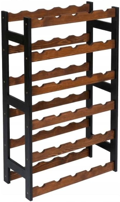 Weinregal Holz 30 Flaschen Schwarz/Braun 53x86x25 cm Wine Rack Regal Flaschenregal Weinflaschenregal