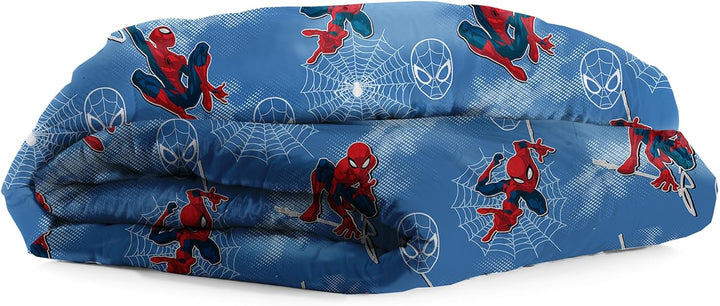 Spiderman Bettbezug-Set für Einzelbett, Baumwolle, Blau, 155 x 200 cm, Kissenbezug 50 x 80 cm, Marve