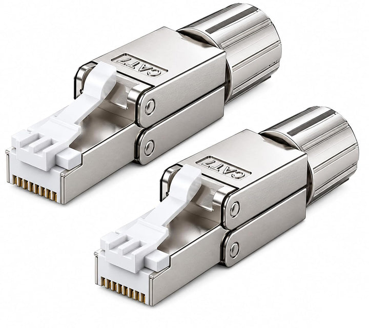 WOOJA 10 Stück Feldkonfektionierbare RJ45-Stecker CAT7 geschirmt werkzeuglose Montage Netzwerkstecke
