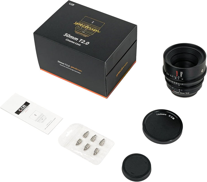 7artisans 50mm T2.0 Grosse Blende Vollformat Cine Objektiv Kompatibel für Canon RF-Mount, Manueller