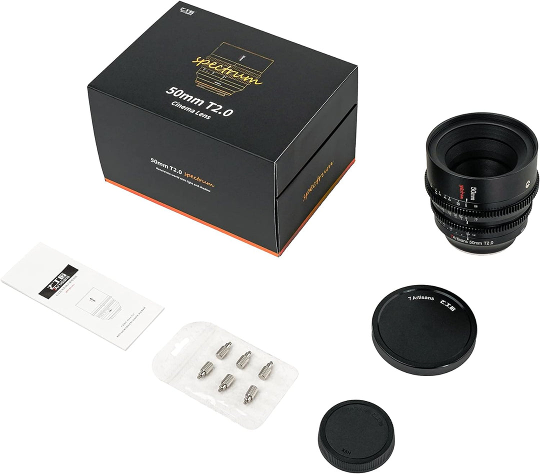7artisans 50mm T2.0 Grosse Blende Vollformat Cine Objektiv Kompatibel für Canon RF-Mount, Manueller