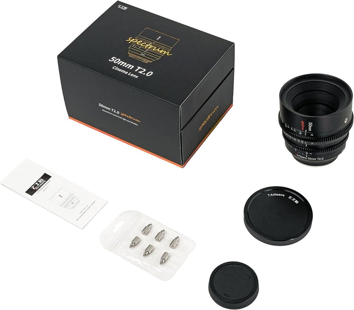 7artisans 50mm T2.0 Grosse Blende Vollformat Cine Objektiv Kompatibel für Canon RF-Mount, Manueller