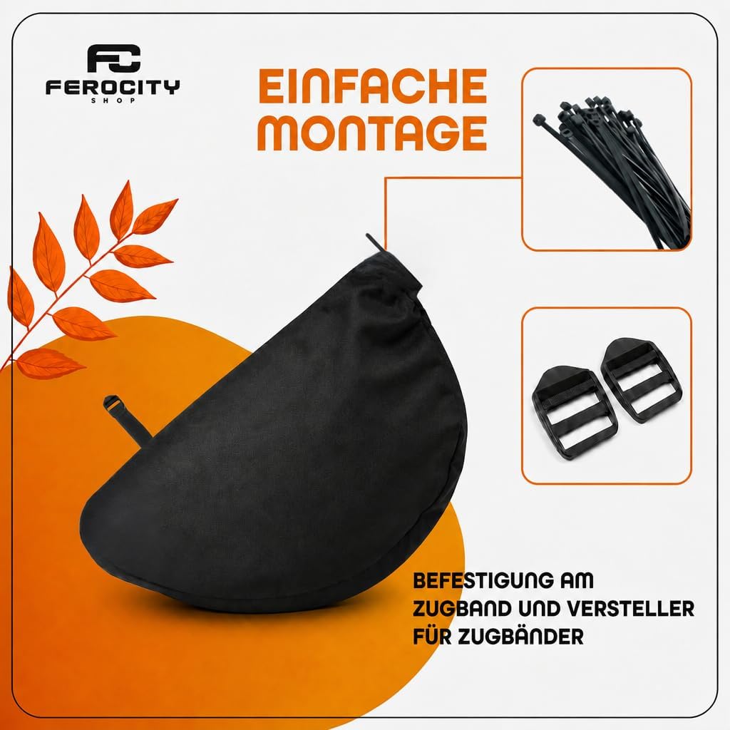 Ferocity Laubsauger Fangsack Universal 40L – Technisches Vlies, Ø 120mm, Ersatz-Auffangsack mit Reis
