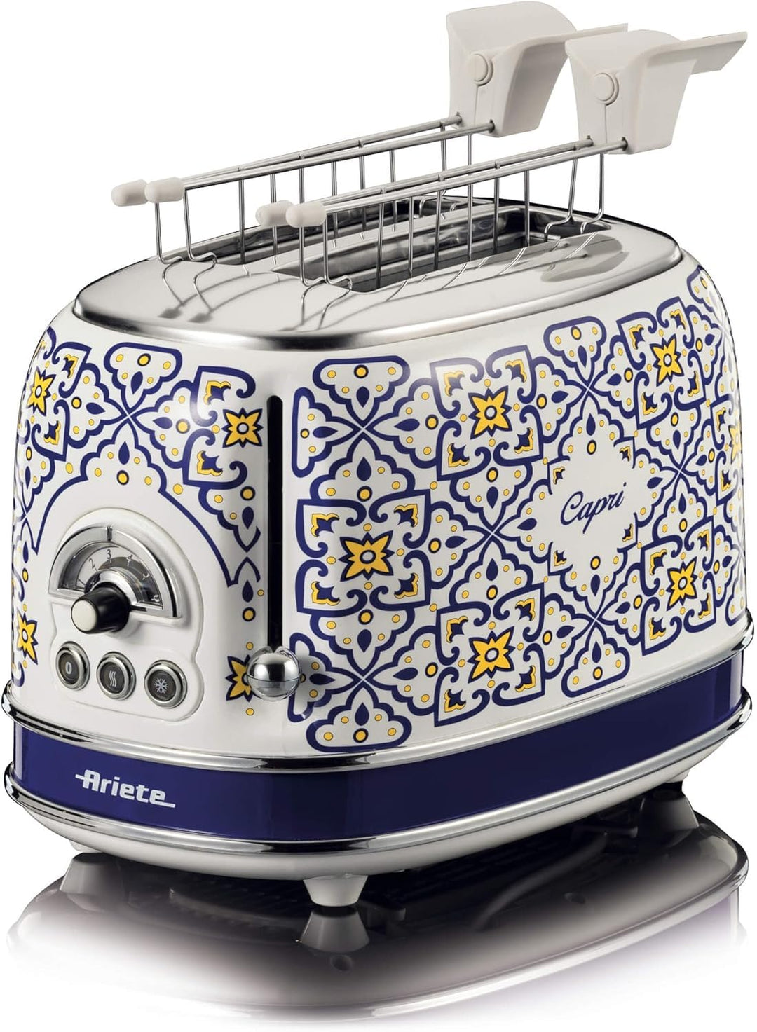 Ariete Toaster 155 capri, Mediterranes Design, 6 Bräunungsstufen mit Automatischem Auswurf, Krümelfa