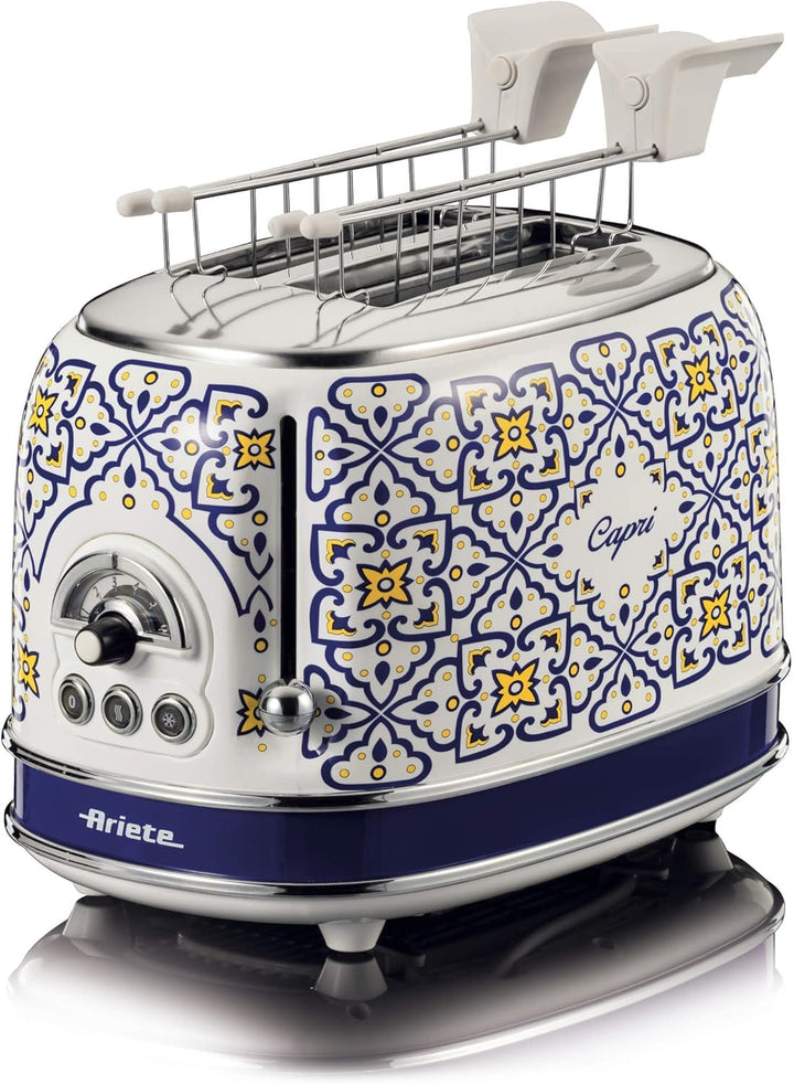 Ariete Toaster 155 capri, Mediterranes Design, 6 Bräunungsstufen mit Automatischem Auswurf, Krümelfa