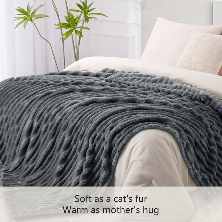 RUIKASI Kuscheldecke Flauschig Decke Grau - 220x240cm XXL Fleecedecke Sofadecke Couchdecke für Wohnz