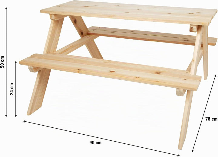 Small Foot Picknicktisch für Kinder, Vollholz, 12830 | Sitzgruppe mit zwei Bänken, Für Innen- und Au