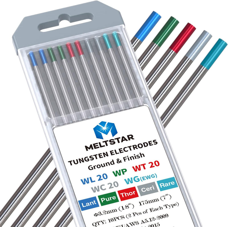 MELTSTAR WIG Schweissen Wolframelektroden-Set (10-Pack, Ø 3.2 x 175 mm) Enthält Thorium Rein Cerium