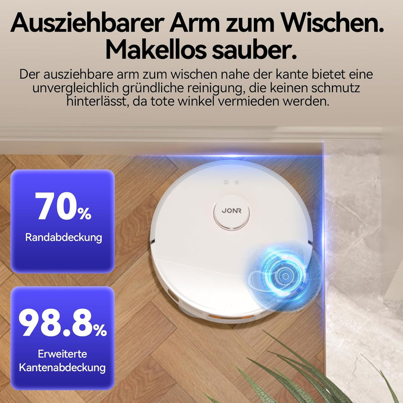 JONR P20 Pro Saugroboter mit Wischfunktion und Hubmop, 8000Pa All-in-One Reinigungsstation, Hinderni