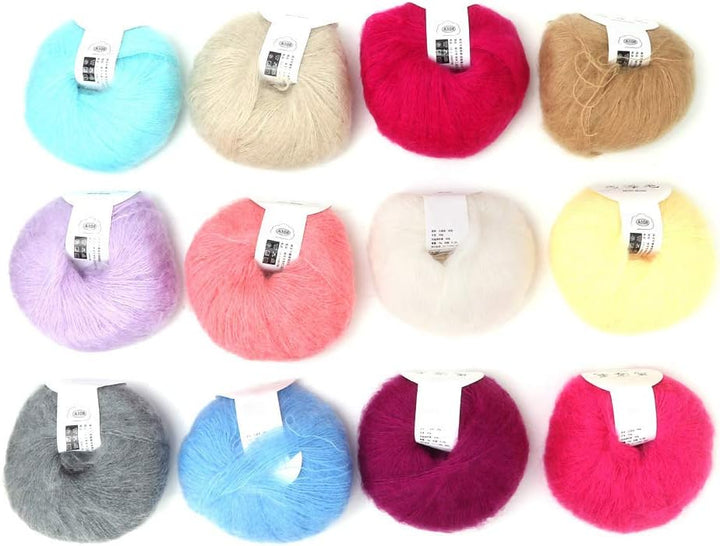 Angora-Garn, Angora-Mohair-Wollgarn, Häkeln und Weben, zum Stricken, für Schals, Pullover (1 Set mit