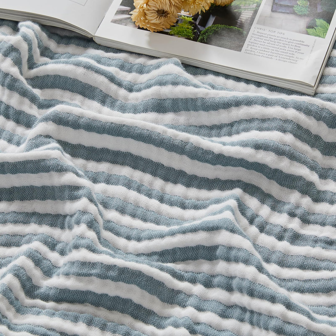 EMME Musselin Decke Erwachsene 100% Baumwolldecke, 150x200cm, Sofadecken Atmungsaktive Weiche Decke